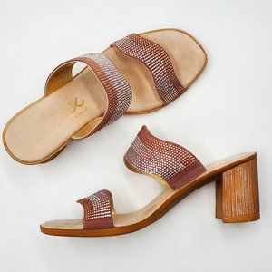 Onex Rhinestone Block Heel Sandals